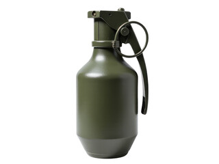 A realistic depiction of a green army style hand grenade on a white background