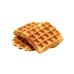 [Transparent Background PNG]Delicious square waffles with a golden brown color and grid pattern