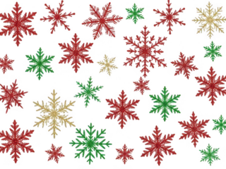 Colorful snowflakes pattern isolated on transparent background