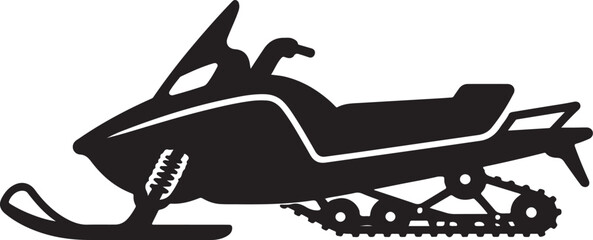 Snowmobile Silhouette Icon, Winter Recreational Vehicle Design Isolated on White