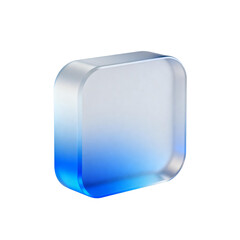 [Transparent Background PNG]Gradient Blue Square Glass Object with Rounded Corners