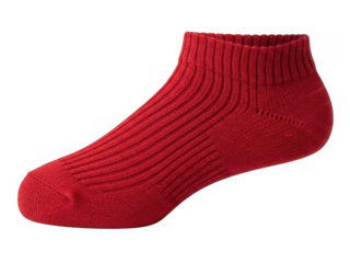 Bright red ankle sock isolated on transparent background