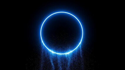 Obraz premium Blue Neon Circle Glow On Dark Background