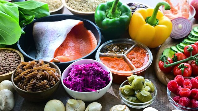 Food products representing balanced diet