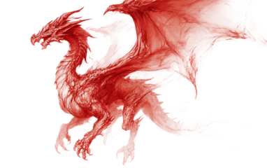 Powerful red dragon character artwork suitable for fantasy cards posters and creative designs isolated on transparent background PNG