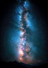 In the stillness of night, the sky unfolds its majesty. A swirling tapestry of stars and galaxies lights up the dark canvas, captivating all who gaze upward in awe.