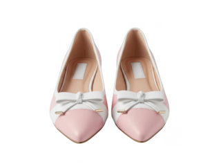 Elegant pink and white bow shoes isolated on transparent background