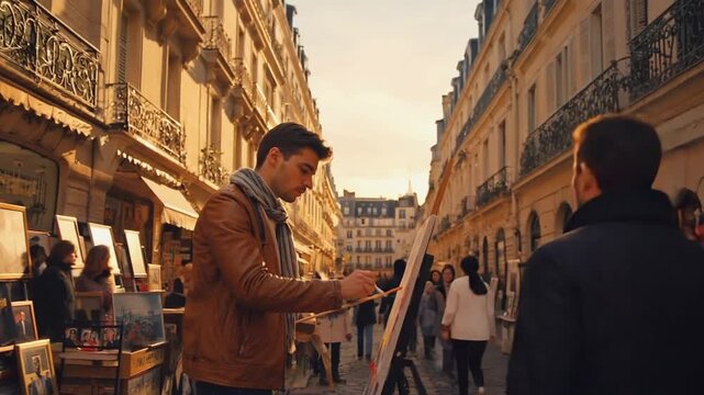 French painter in the Montmartre district, Paris.