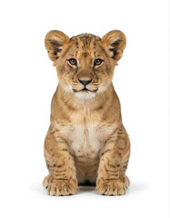 Obraz premium African Lion Cub Portrait Isolated on White