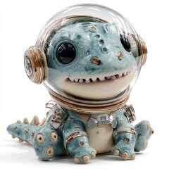 Charming Space Amphibian with Protective Helmet and Adorable Features