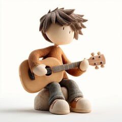 Charming Character Playing Guitar in a Creative Studio Setting