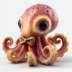 Playful Octopus with Bow Tie in a Whimsical Marine Setting