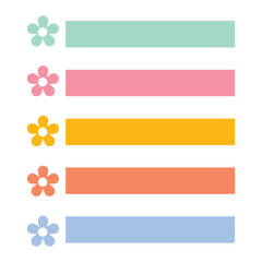 Colorful daily to do list with cute flower icons flat illustration. Suitable for to do list, check list, memo, sticky note, planner, write, diary, book,stationary, notepad for task planning and study