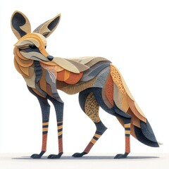 Colorful Abstract Fox Art with Layered Patterns and Textures