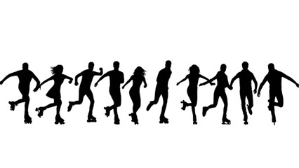 Fototapeta premium A dynamic group of diverse individuals enjoying the fun and freedom of roller skating together