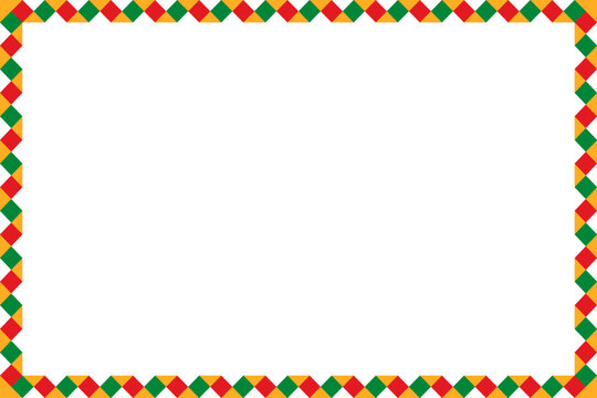 Black History Month or Juneteenth Celebration rectangular frame. Copy space. Place for text. Decorative border for African American heritage event. PNG. Vector