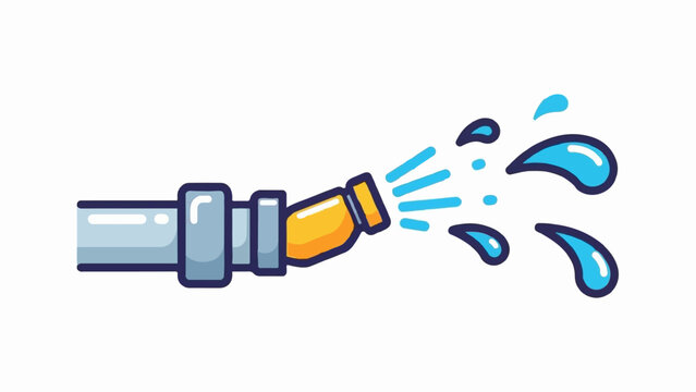 A garden hose nozzle spraying water in a cartoon style