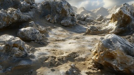 Obraz premium Jagged natural rock formations creating a rugged and formidable mountain landscape