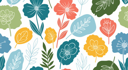 Floral seamless pattern with watercolor flower. Background with bouquets of hand drawn watercolor flowers