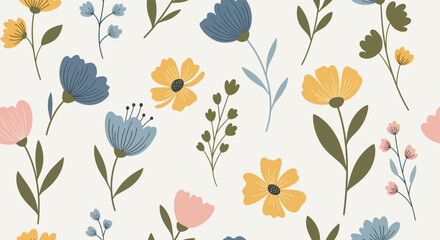 Floral seamless background. Red flower pattern. flower bouquets pattern