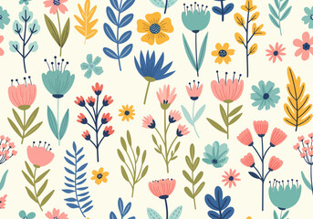 Trendy vector seamless floral ditsy pattern