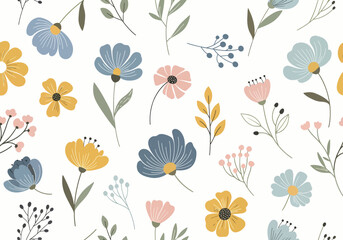 floral wavy seamless texture with apple tree flowers. flower seamless background.
