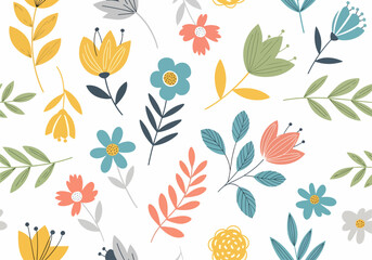 Seamless pattern - Pink flowers in all directions
