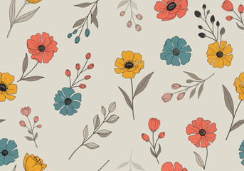 Floral pattern with tropical big pink lily flowers. Vector seamless floral pattern