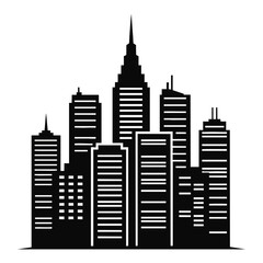 Obraz premium Modern City Skyline Silhouette Illustration - A Versatile Graphic for Business and Urban Themes.