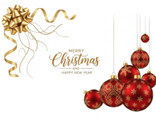 Merry christmas and happy new year isolated on transparent background