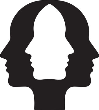 Overlapping double-face silhouette, artistic illusion.