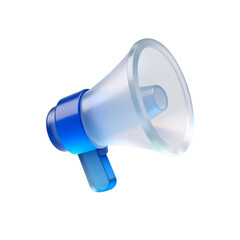 [Transparent Background PNG]3D Rendered Blue and Transparent Megaphone