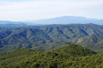 Fototapeta premium The view opening from the mountain Puig de ses Cadiretes, Costa Brava, Spain