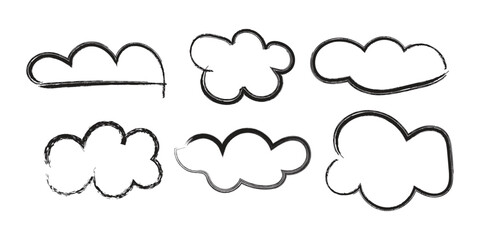 Hand Drawn Cloud Doodle Set &ndash; Sketchy Cartoon Cloud Shapes