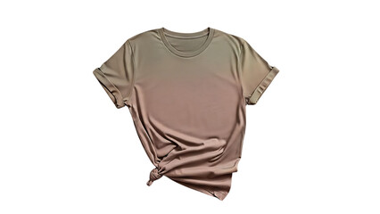 A pink and beige short sleeved t shirt on a black background with visible creases and a unique color block design