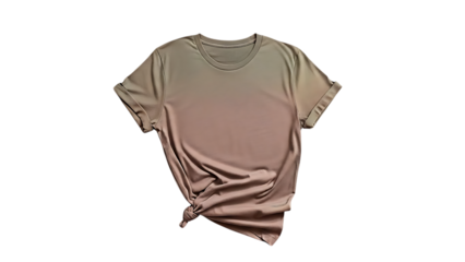 A pink and beige short sleeved t shirt on a black background with visible creases and a unique color block design
