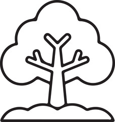 Obraz premium Simple tree outline nature icon design, Minimal black outline tree icon representing nature, ecology, and environmental concepts, suitable for logos, signs, apps, and educational graphics.