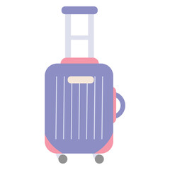 Modern purple travel suitcase with wheels and handle illustration. Suitable for clip art, stickers, flat design illustration, etc