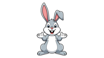 Obraz premium A cute cartoon rabbit with big ears and a wide smile, standing with its arms open.