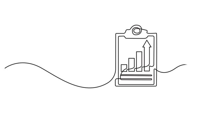 Animated self drawing of  Clipboard with checklist icon continuous one line drawing of outline vector illustration, One continuous line vector drawing of a folder. Outline documents background icon