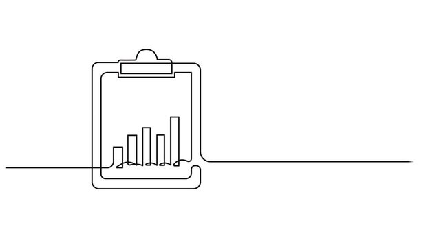 Animated self drawing of  Clipboard with checklist icon continuous one line drawing of outline vector illustration, One continuous line vector drawing of a folder. Outline documents background icon