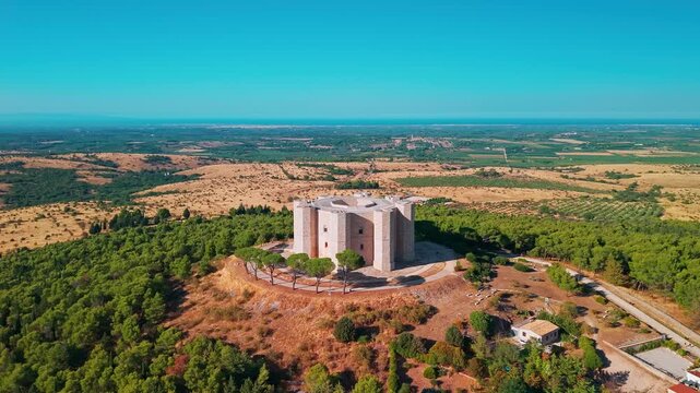 Aerial View of Castel del Monte Medieval Castle in Italy