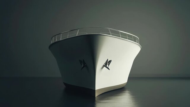 Footage A large white boat sits atop a table