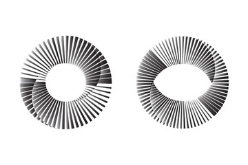 Mobius Eye, Optical Pattern With Scanimation Effect. Black Vector Illustration. scanimation optical art multi lines of focused spiral inside circle symbol