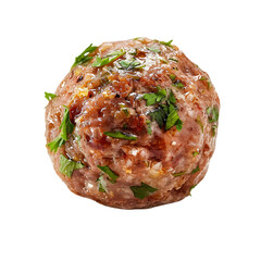 Side profile of a perfectly round cooked meatball