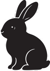Obraz premium Rabbit sitting silhouette, cute rounded minimal shap