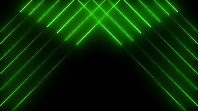 Abstract neon line composition with converging geometric shape. Glowing linear structure forming central focus and depth. Futuristic light pattern for digital and creative background.