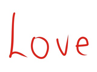 Love word written by hand red on white Valentine day illustration 