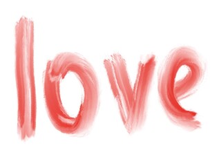 Love word written by hand red on white Valentine day illustration 