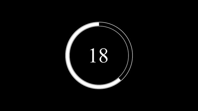 Circular progress bar with loading timer and percentage on white black background, Clean modern UI ring shows partial progress and waiting. Futuristic digital design for web app loading.